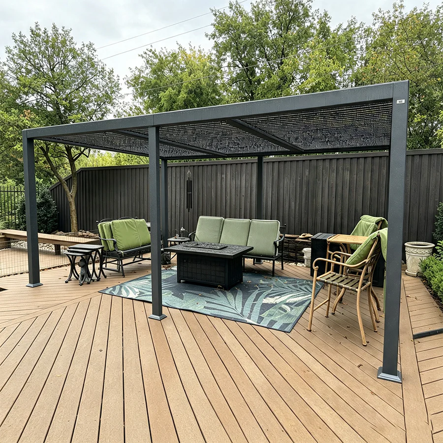 PURPLE LEAF Pergola Bioclimatique d'extérieur en aluminium à toit réglable pour terrasse et jardin grise