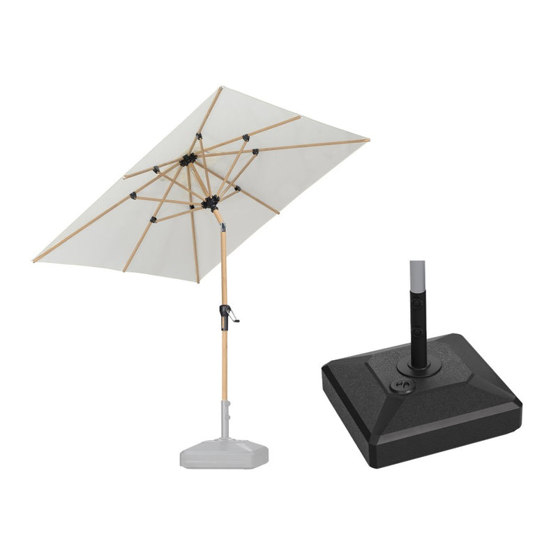PURPLE LEAF Parasol Droit Inclinable Grain de Bois de Marché Carré Rectangle Rond avec socle