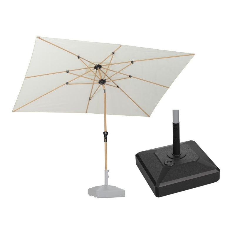 PURPLE LEAF Parasol Droit Inclinable Grain de Bois de Marché Carré Rectangle Rond avec socle