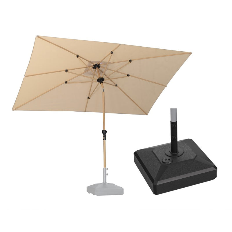 PURPLE LEAF Parasol Droit Inclinable Grain de Bois de Marché Carré Rectangle Rond avec socle