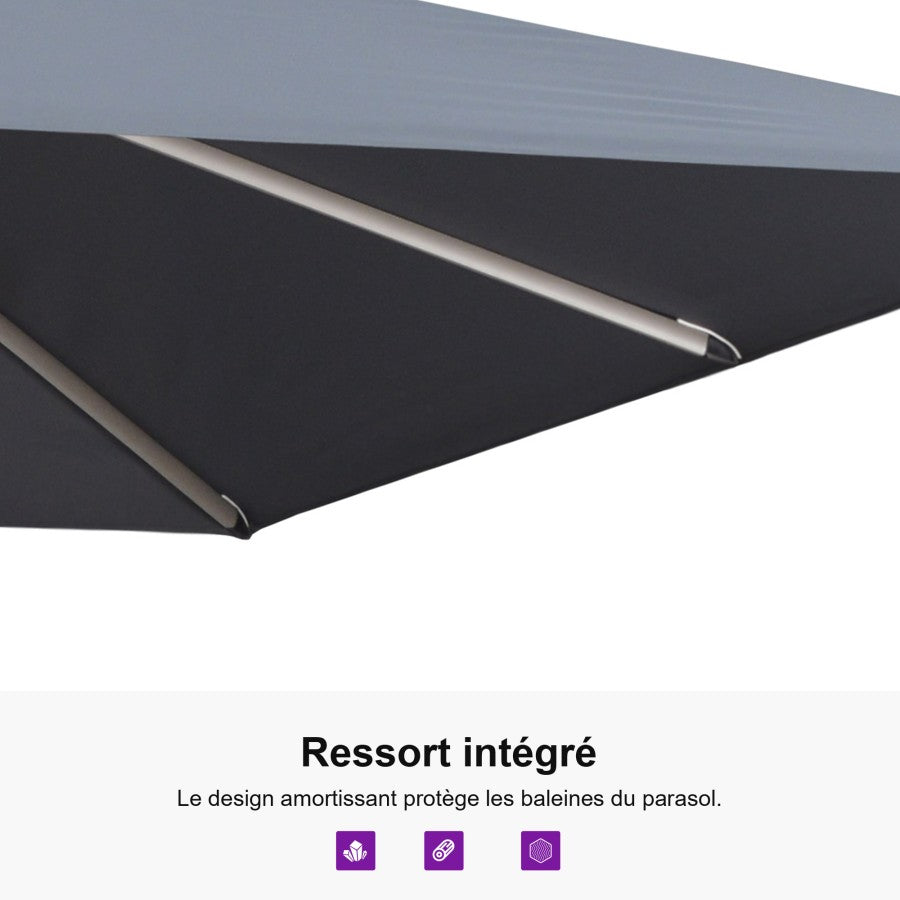 PURPLE LEAF Parasol Droit de Marché avec Système de Manivelle Visible Carré Rectangle Rond