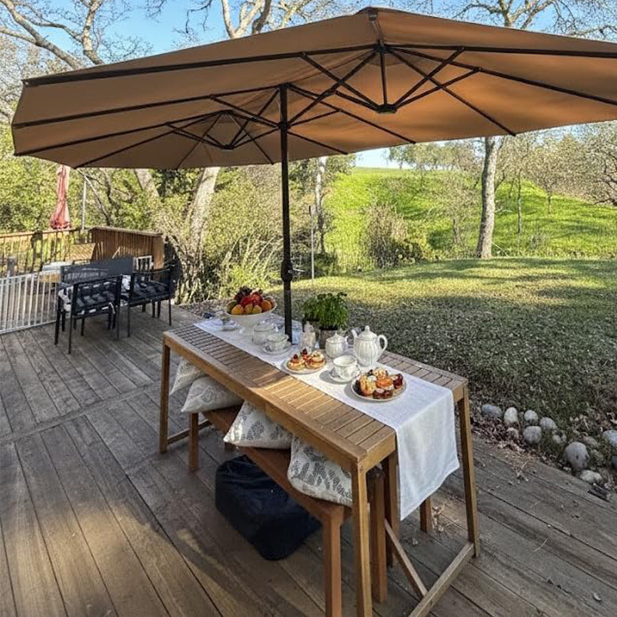PURPLE LEAF Parasol de Jardin Extérieur, Grand Parasol Double avec Base, pour Terrasse, Jardin, Balcon et Piscine