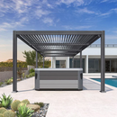 PURPLE LEAF Pergola Bioclimatique d'extérieur en aluminium à toit réglable pour terrasse et jardin grise