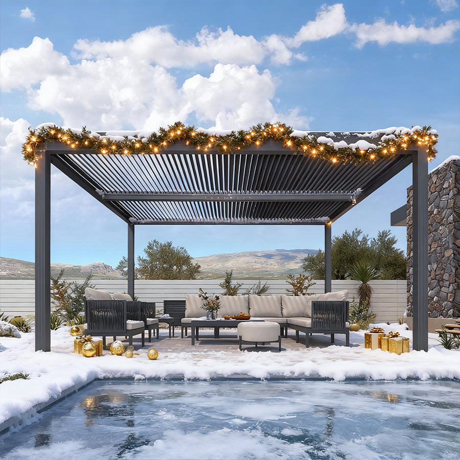 PURPLE LEAF Pergola Bioclimatique Pergola Aluminium Lames Orientables Tonnelle de Jardin Imperméable pour Terrasse Extérieur Carport, Gris