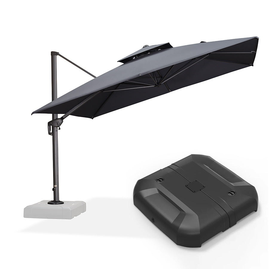 PURPLE LEAF Parasol Déporté à Double Toit avec Cadre Anthracite Carré Rectangle avec socle