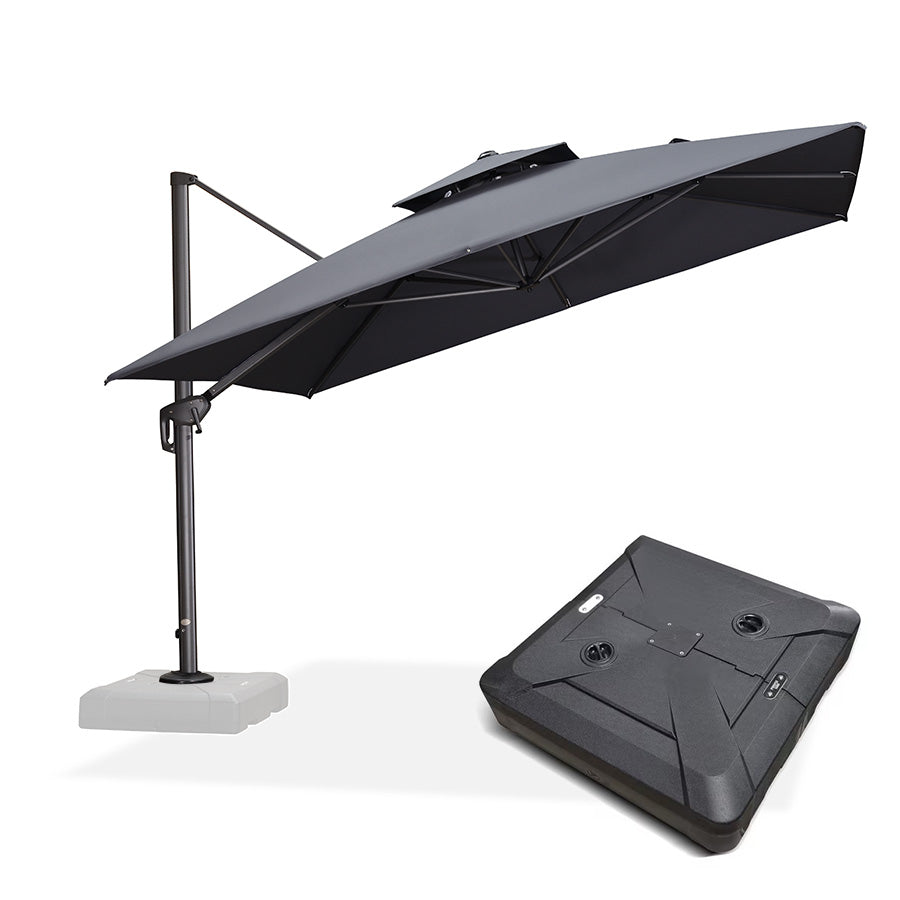 PURPLE LEAF Parasol Déporté à Double Toit avec Cadre Anthracite Carré Rectangle avec socle