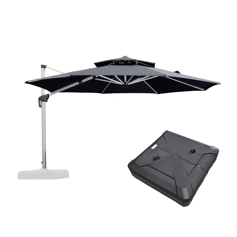 PURPLE LEAF Parasol Déporté Classique à Toit Double Rond avec socle