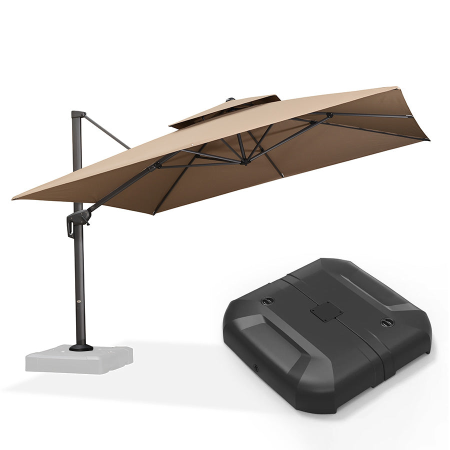 PURPLE LEAF Parasol Déporté à Double Toit avec Cadre Anthracite Carré Rectangle avec socle