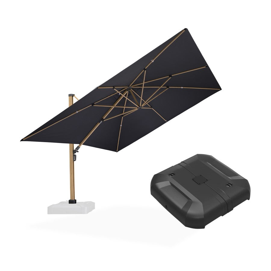 PURPLE LEAF Parasol Déporté Mégagrand à Motif Bois Carré Rectangle avec socle