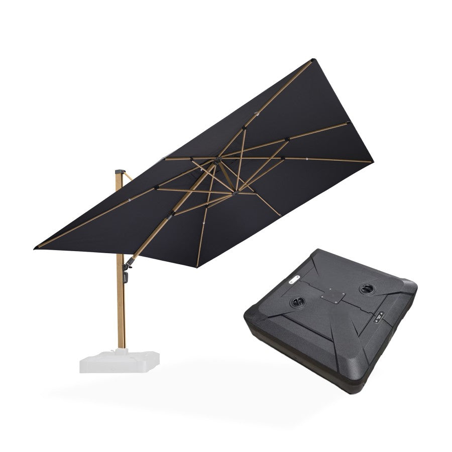PURPLE LEAF Parasol Déporté Mégagrand à Motif Bois Carré Rectangle avec socle