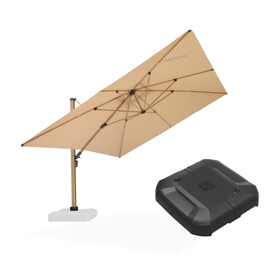 PURPLE LEAF Parasol Déporté Mégagrand à Motif Bois Carré Rectangle avec socle