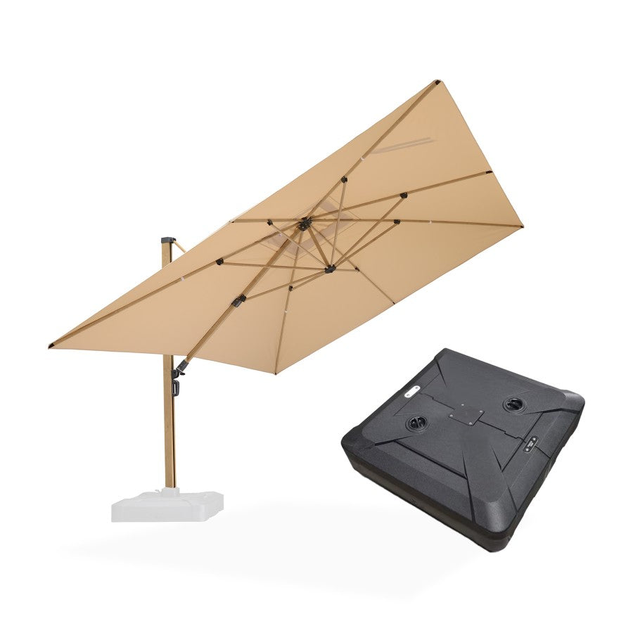 PURPLE LEAF Parasol Déporté Mégagrand à Motif Bois Carré Rectangle avec socle