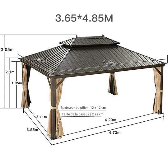 PURPLE LEAF Tonnelle de Jardin Avec Toit Rigide Double Toit de Bronze Pergola Aluminium, Avec Guirlande Lumineuse Blanc Lait
