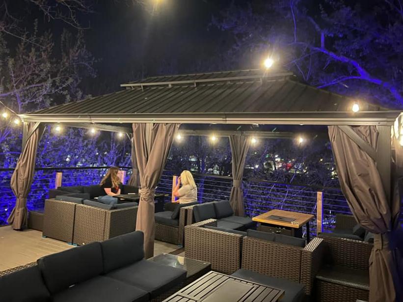 PURPLE LEAF Tonnelle de Jardin Gamme Luxe avec Éclairage LED Intégré - Abat-Jour Blanc Opalin Anti-Éblouissement, Pavillon Gris