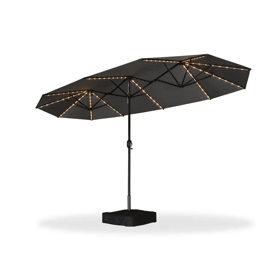 PURPLE LEAF Parasol de Jardin Double Aluminium avec lumières LED, Avec Socle, pour Terrasse, Jardin, Balcon et Piscine