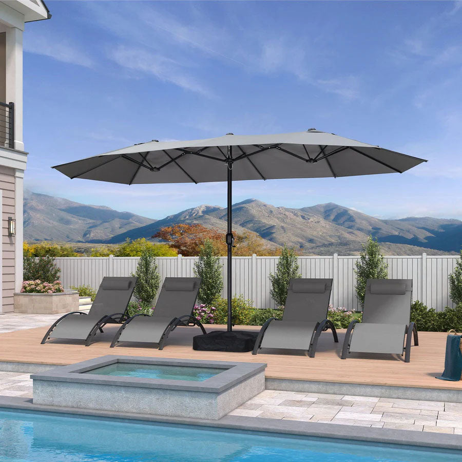 PURPLE LEAF Parasol de Jardin Extérieur, Grand Parasol Double avec Base, pour Terrasse, Jardin, Balcon et Piscine