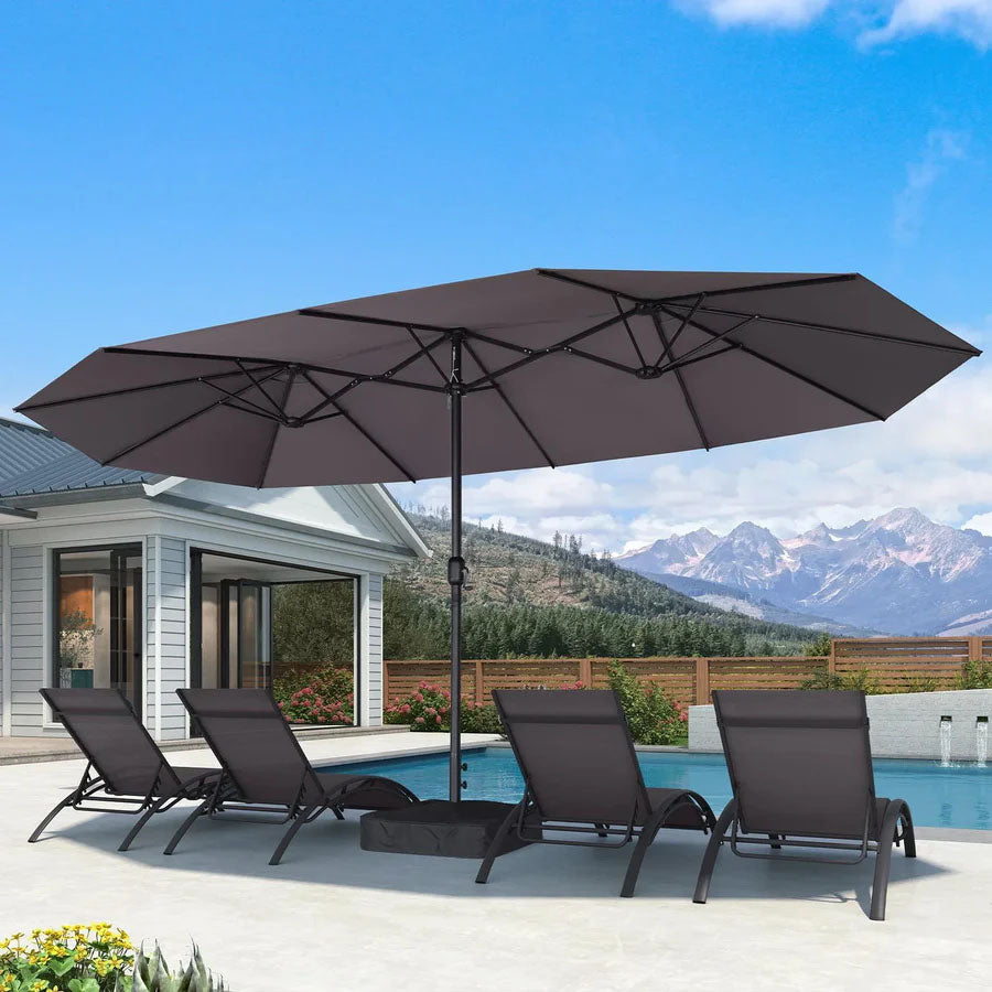 PURPLE LEAF Parasol de Jardin Extérieur, Grand Parasol Double avec Base, pour Terrasse, Jardin, Balcon et Piscine
