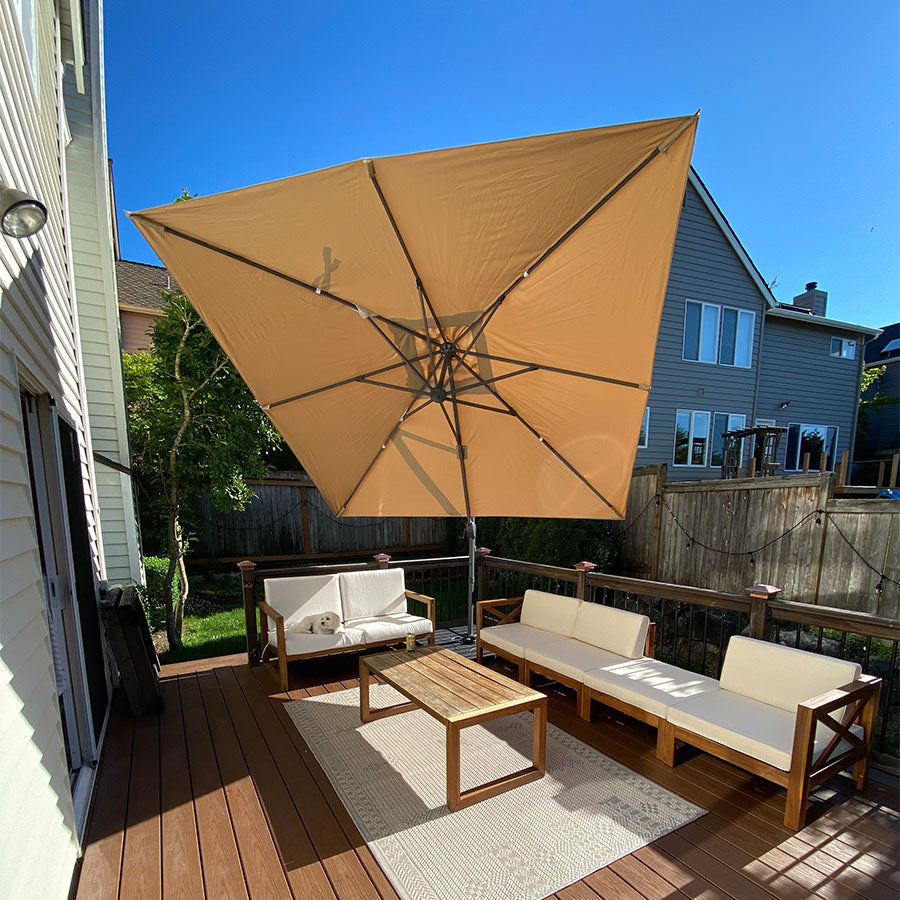 PURPLE LEAF Parasol Déporté Inclinable Gauche Droite Carré, Parasol De Jardin Extérieur avec 5 Positions réglables et Rotation à 360°, Toile Protection UV