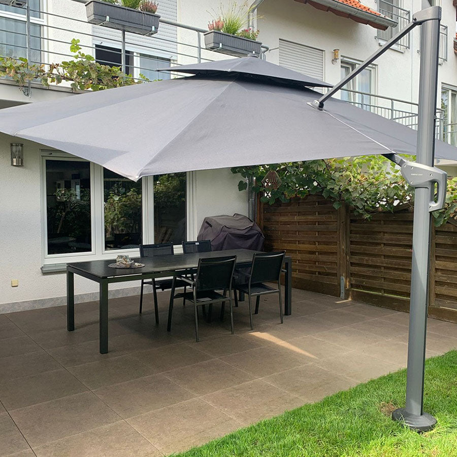 PURPLE LEAF Parasol Déporté à Double Toit avec Cadre Anthracite Carré Rectangle avec socle