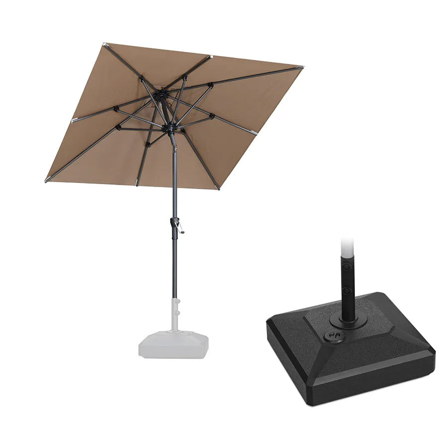 PURPLE LEAF Parasol inclinable en aluminium à mât droit, Carré, Rectangulaire et Rond, Avec Socle
