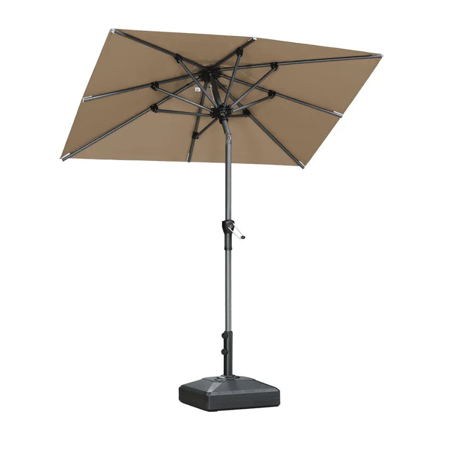 PURPLE LEAF Parasol inclinable en aluminium à mât droit, Carré, Rectangulaire et Rond, Avec Socle