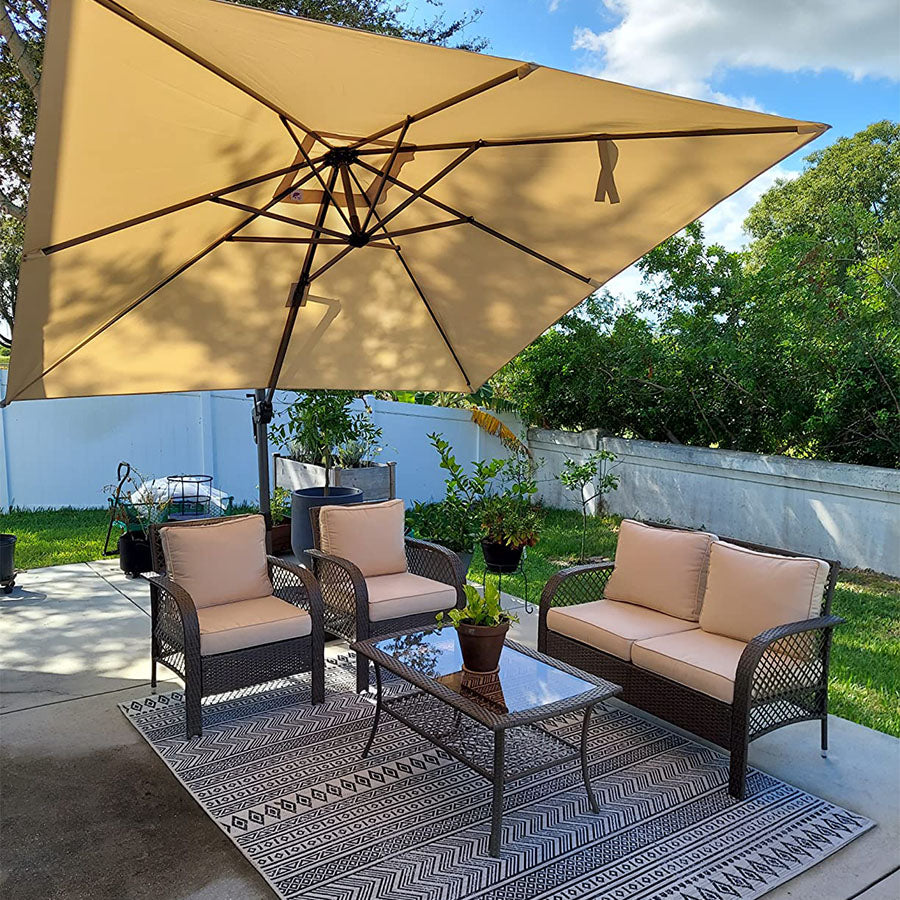 PURPLE LEAF Parasol Déporté de Jardin Économique Carré avec socle