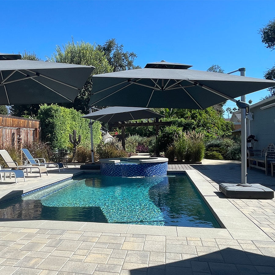PURPLE LEAF Parasol Déporté Classique à Toit Double Carré avec socle