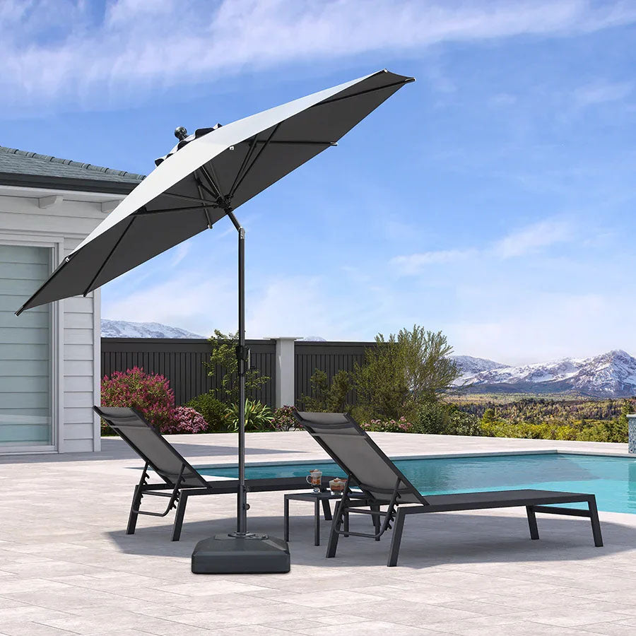 PURPLE LEAF Parasol inclinable en aluminium à mât droit, Carré, Rectangulaire et Rond, Avec Socle