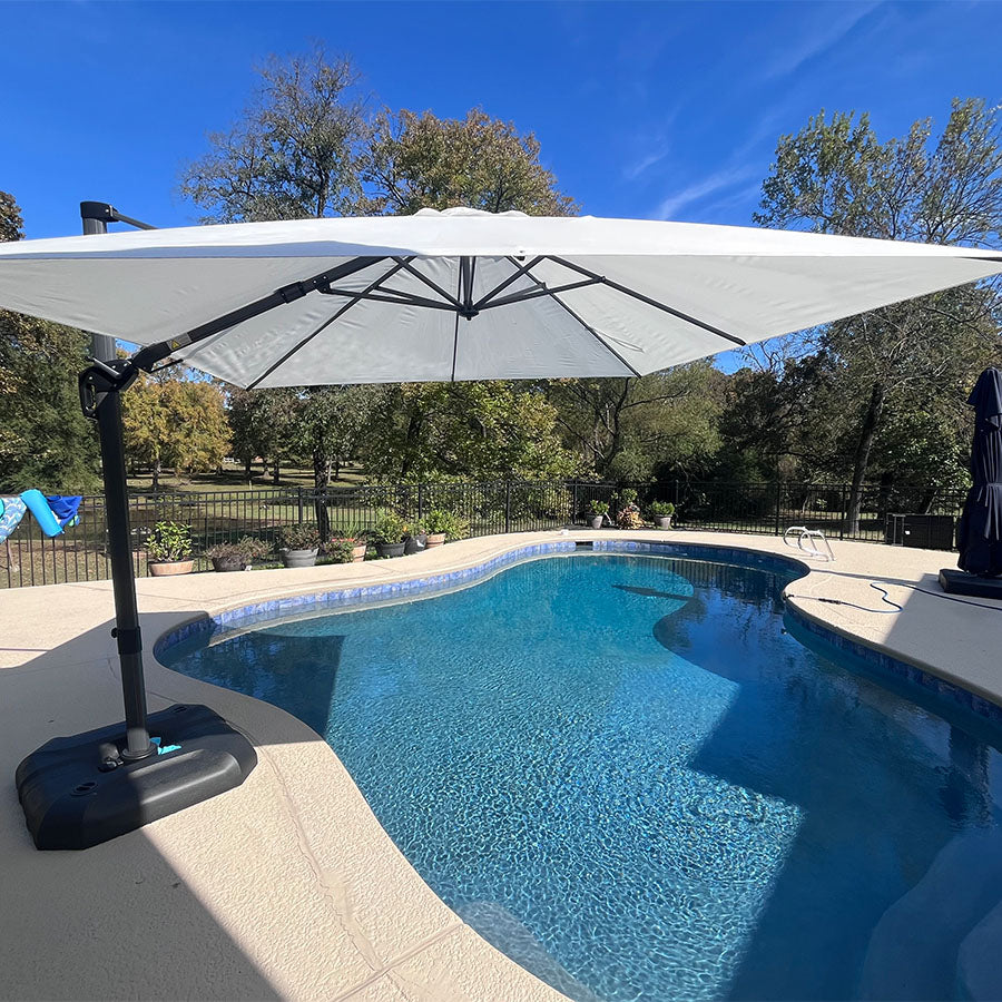 PURPLE LEAF Parasol Déporté Inclinable Gauche Droite Carré, Parasol De Jardin Extérieur avec 5 Positions réglables et Rotation à 360°, Toile Protection UV