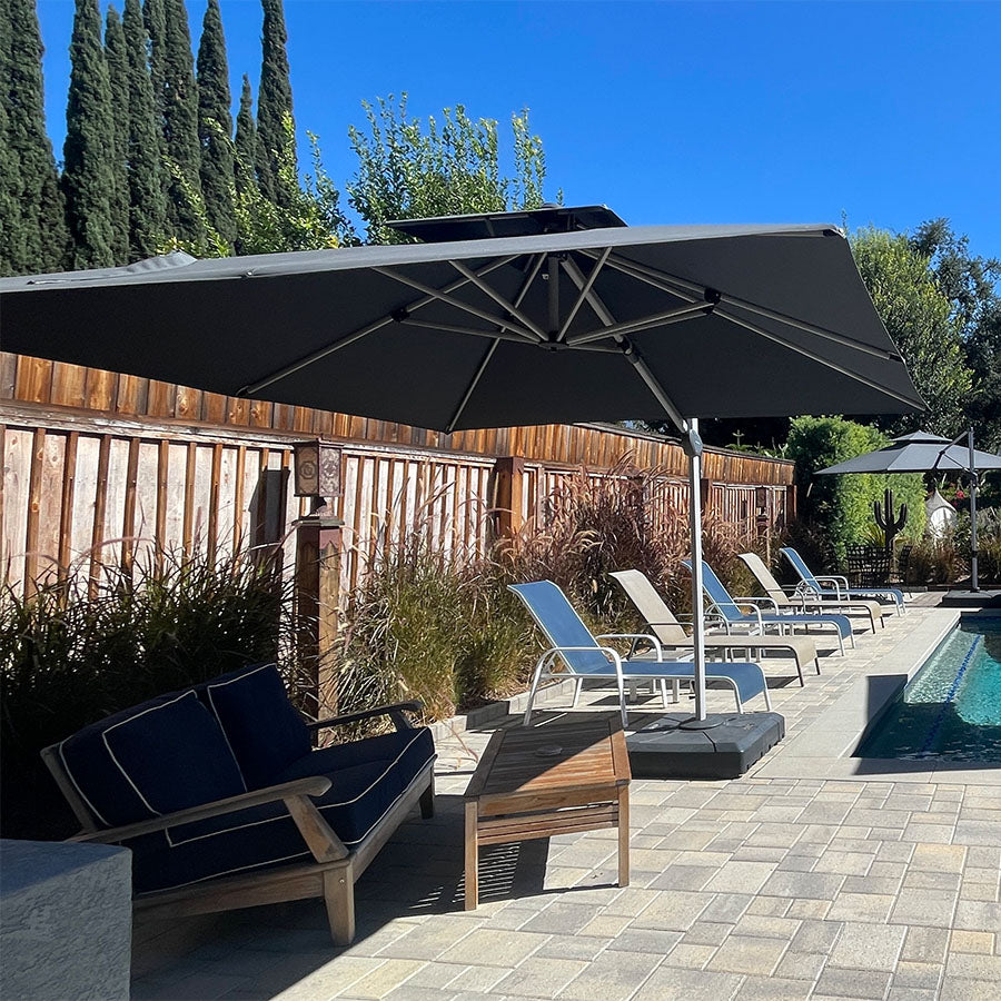 PURPLE LEAF Parasol Déporté Classique à Toit Double Carré avec socle