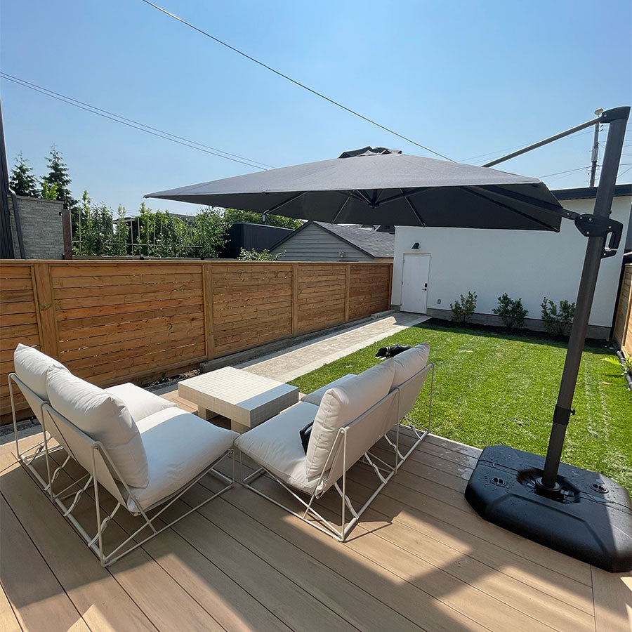 PURPLE LEAF Parasol De Jardin Exterieur Parasol Déporté Rotatif 360°, Parasol Excentré Inclinable, Parasol Suspendu Balcon