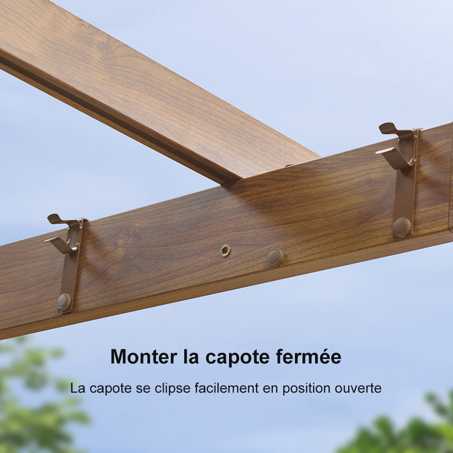 PURPLE LEAF Pergola rétractable extérieure avec pare-soleil auvent abri en métal pour patio de jardin porche pavillon de plage