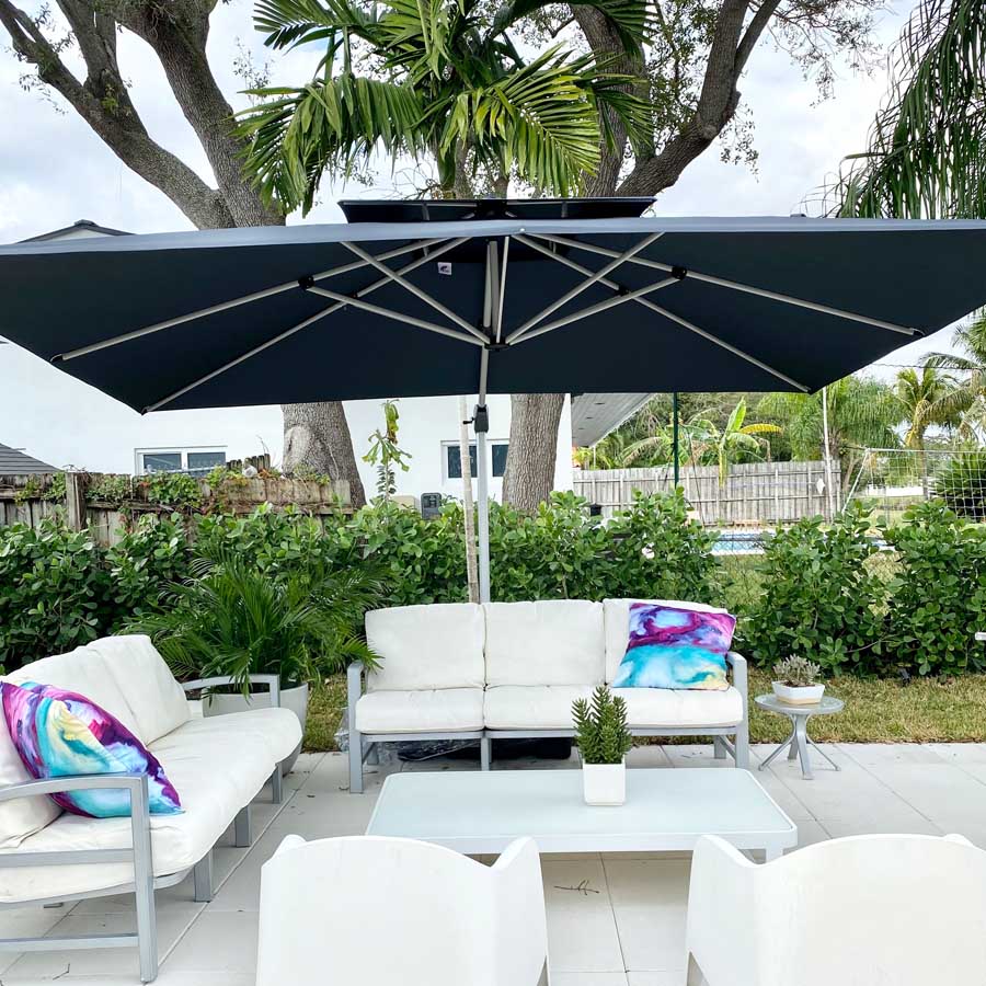 PURPLE LEAF Parasol Déporté Inclinable Rectangulaire, Parasol De Jardin Extérieur Toit à Double Rotatif 360°, Parasol Terrasse Extérieur