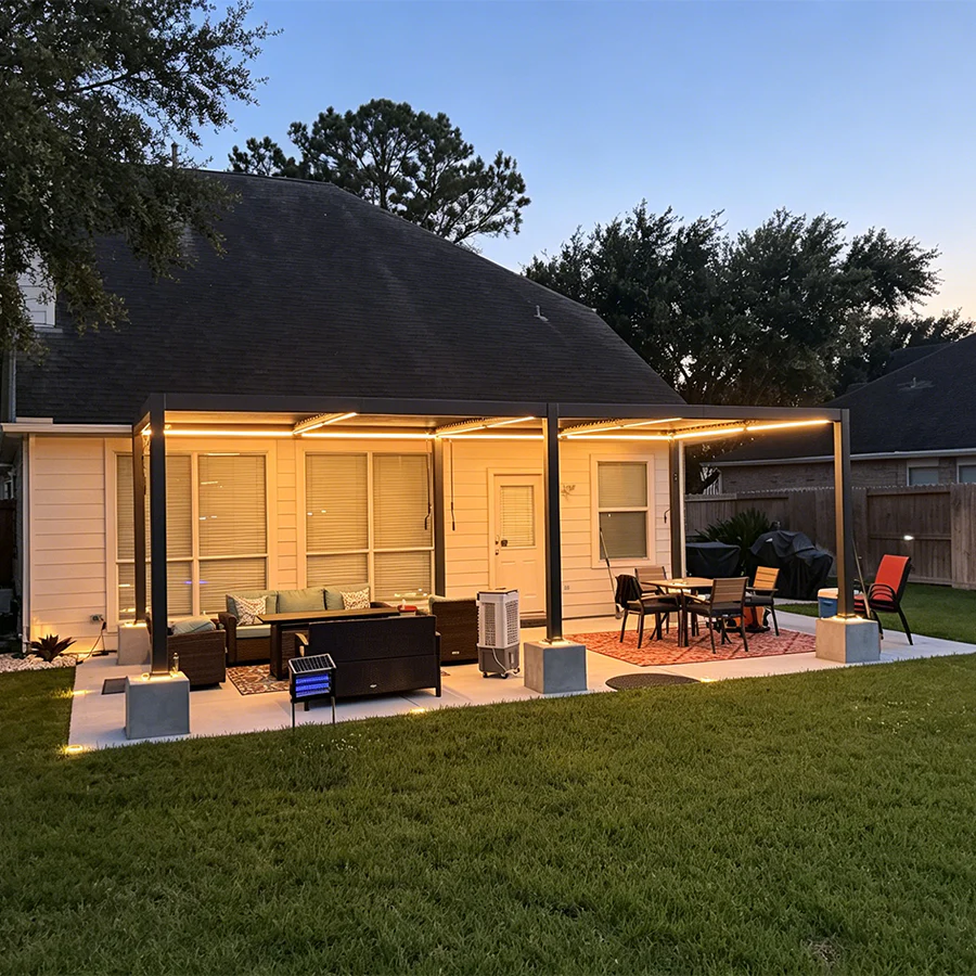 PURPLE LEAF Pergola Bioclimatique Toit à Lames avec Bande Lumineuse LED pour Terrasse Jardin, Anthracite