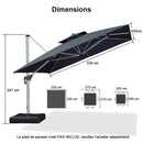 PURPLE LEAF Parasol Déporté Inclinable, Parasol De Jardin Exterieur Toit à Double Rotatif 360°,Parasol Terrasse Exterieur Luxueux