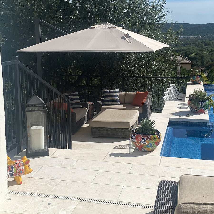 PURPLE LEAF Parasol Déporté Mégagrand Ultra-lourd à Manivelle avec Mât Ultra-Renforcé Parasol d'Extérieur de Jardin Carré