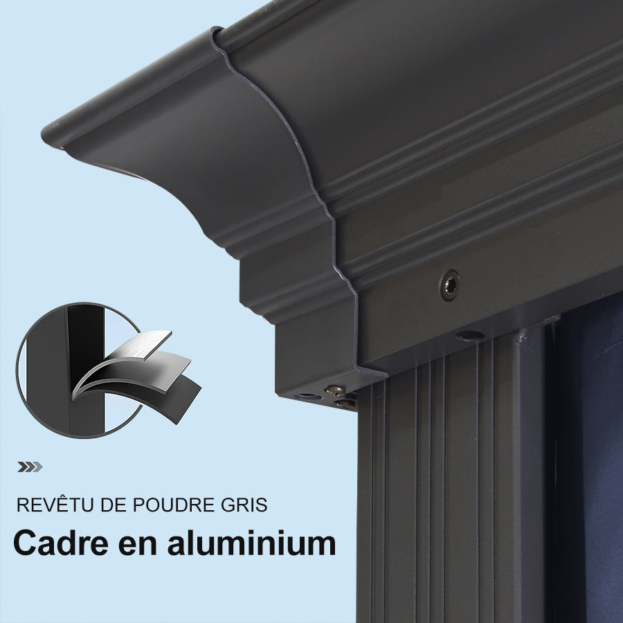 PURPLE LEAF Tonnelle De Jardin Exterieur Tonnelle Aluminum Avec Moustiquaire Et Rideaux Pavillon De Jardin à Double Toit Acier Galvanisé, Gris