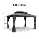 PURPLE LEAF Tonnelle De Jardin Exterieur Tonnelle Aluminum Avec Moustiquaire Et Rideaux Pavillon De Jardin à Double Toit Acier Galvanisé, Gris