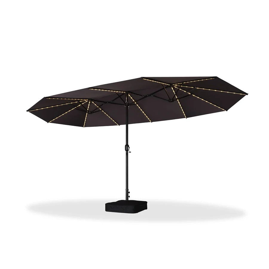 PURPLE LEAF Parasol de Jardin Double Aluminium avec lumières LED, Avec Socle, pour Terrasse, Jardin, Balcon et Piscine