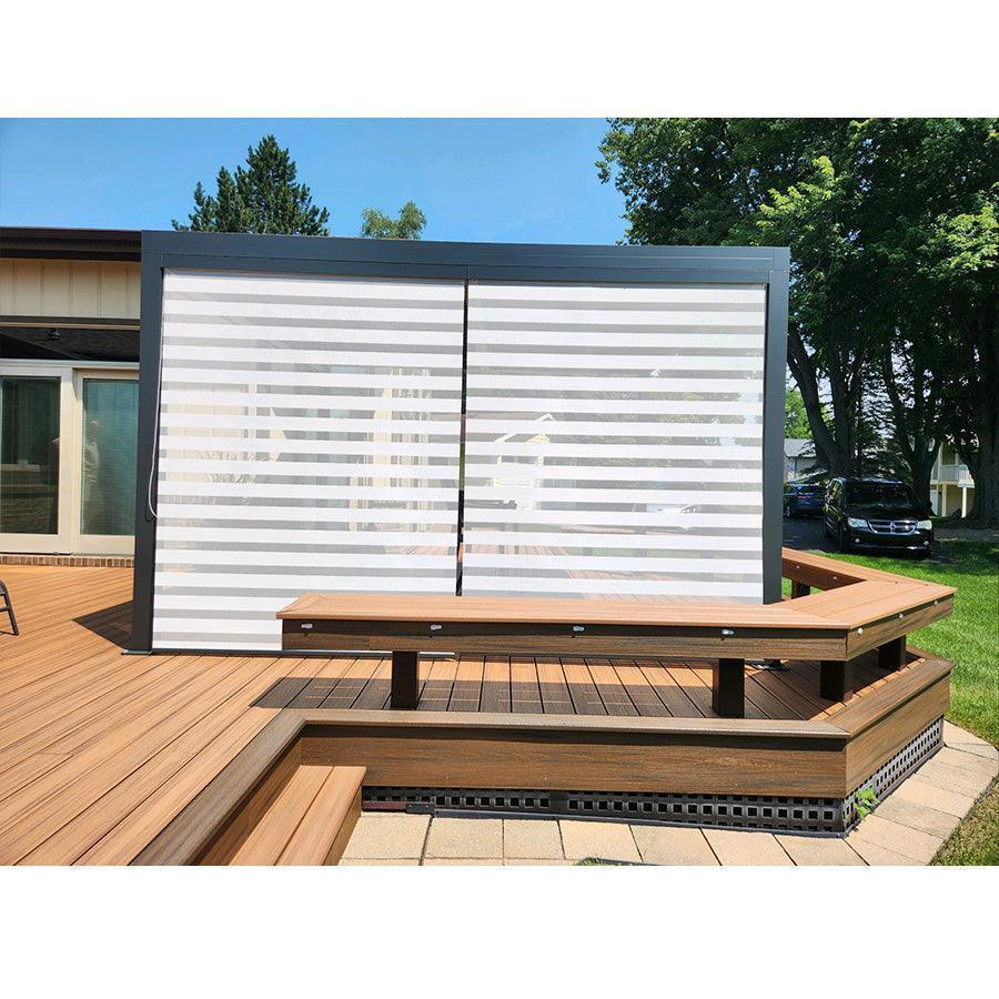 PURPLE LEAF Pergola Bioclimatique Alunimium Toit à Lames Orientables Réglables Tonnelle de Jardin Autoportante avec Stores Enrouleurs Pavillon de Jardin Hardtop Imperméable Abri Terrasse Anthracite