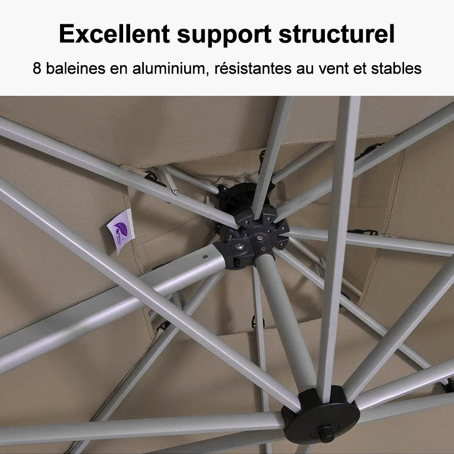 PURPLE LEAF Parasol Déporté Inclinable Rectangulaire, Parasol De Jardin Extérieur Toit à Double Rotatif 360°, Parasol Terrasse Extérieur