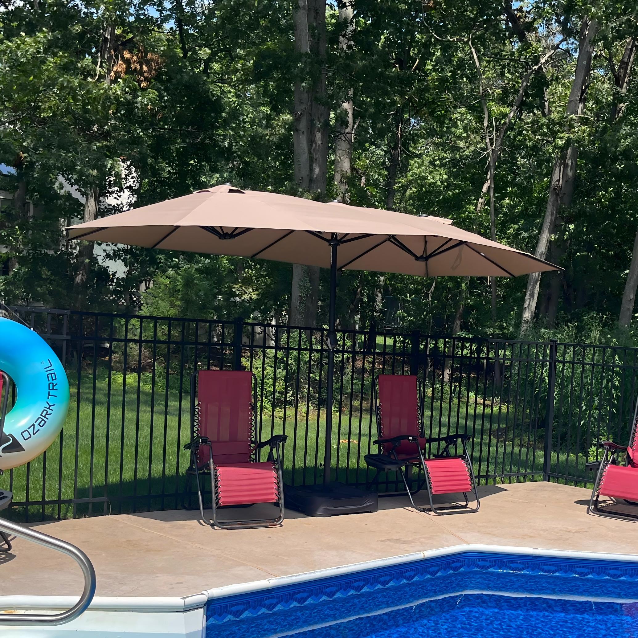 PURPLE LEAF Parasol de Jardin Extérieur, Grand Parasol Double avec Base, pour Terrasse, Jardin, Balcon et Piscine
