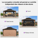 PURPLE LEAF Tonnelle De Jardin Tonnelle Aluminum Avec Moustiquaire Et Rideaux Pavillon De Jardin à Double Toit Acier Galvanisé, Bronze
