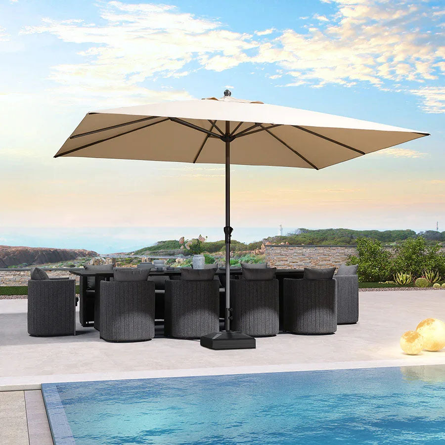 PURPLE LEAF Parasol en Aluminium à Mât Droit, Parasol d'Extérieur,Convient aux Jardins, Terrasses et abords de  Piscine ,Avec Socle