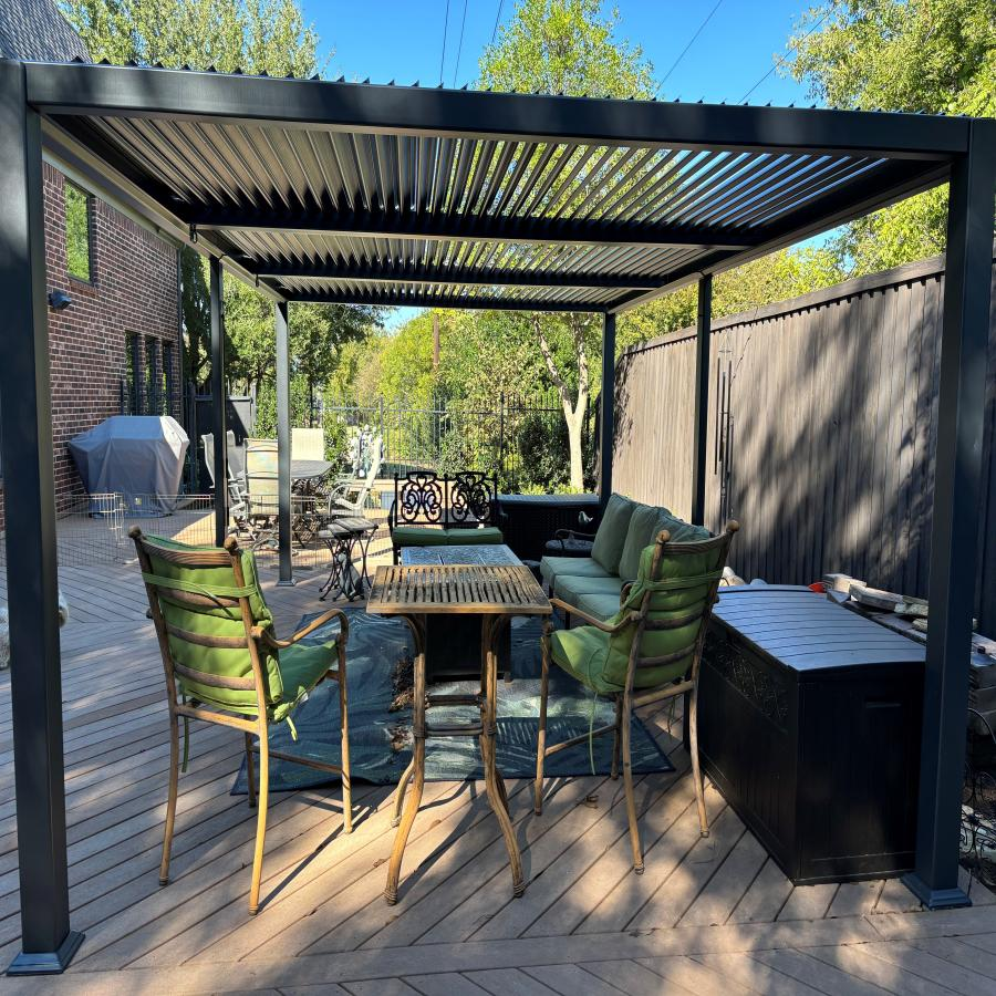 PURPLE LEAF Pergola Bioclimatique d'extérieur en aluminium à toit réglable pour terrasse et jardin grise