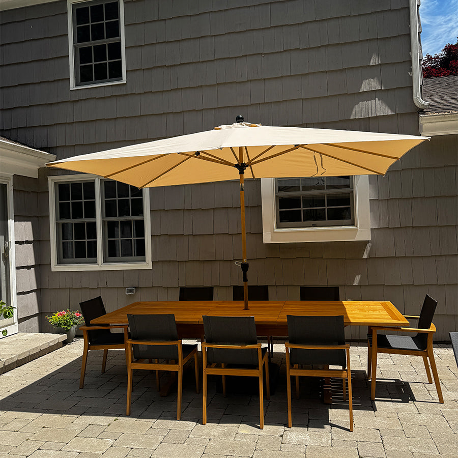 PURPLE LEAF Parasol Droit Inclinable de Marché d'Extérieur en Aluminium avec Effet Bois Pour Table de Jardin Carré Rectangle Rond