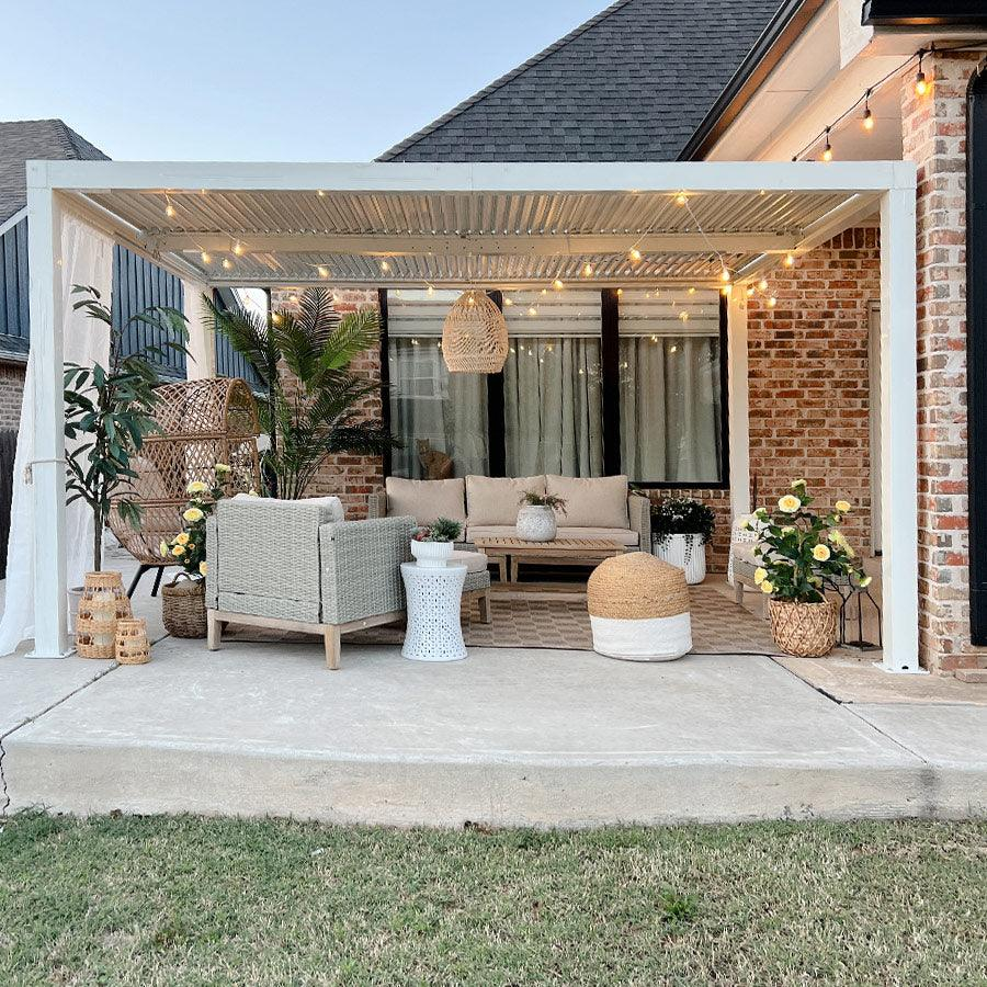 PURPLE LEAF Pergola Bioclimatique Pergola Aluminium  Lames Orientables Tonnelle de Jardin Imperméable pour Terrasse Extérieur Carport, Blanc