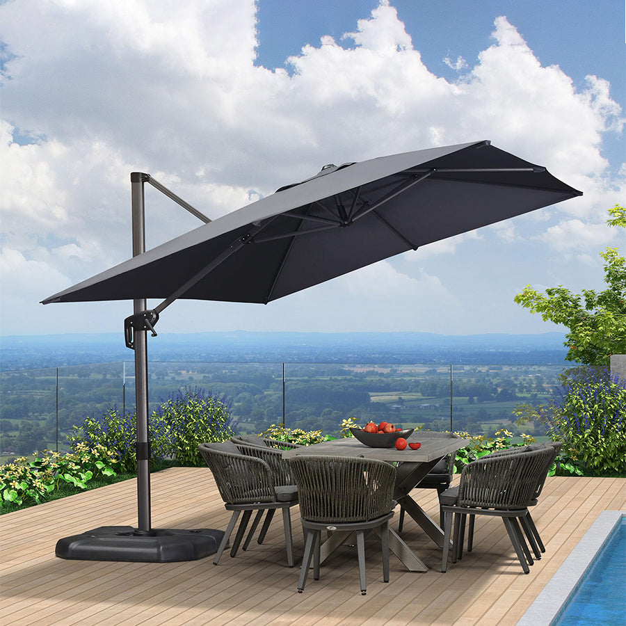 PURPLE LEAF Parasol De Jardin Exterieur Parasol Déporté Rotatif 360°, Parasol Excentré Inclinable, Parasol Suspendu Balcon