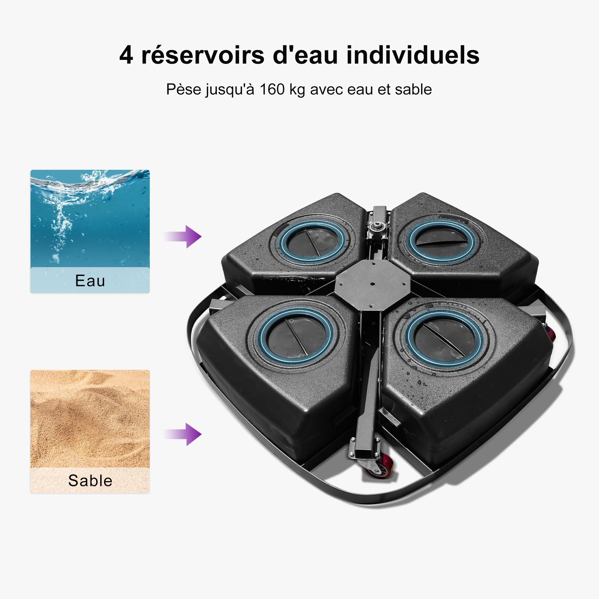 PURPLE LEAF Base de Parasol à Roulettes ZYBASE-8