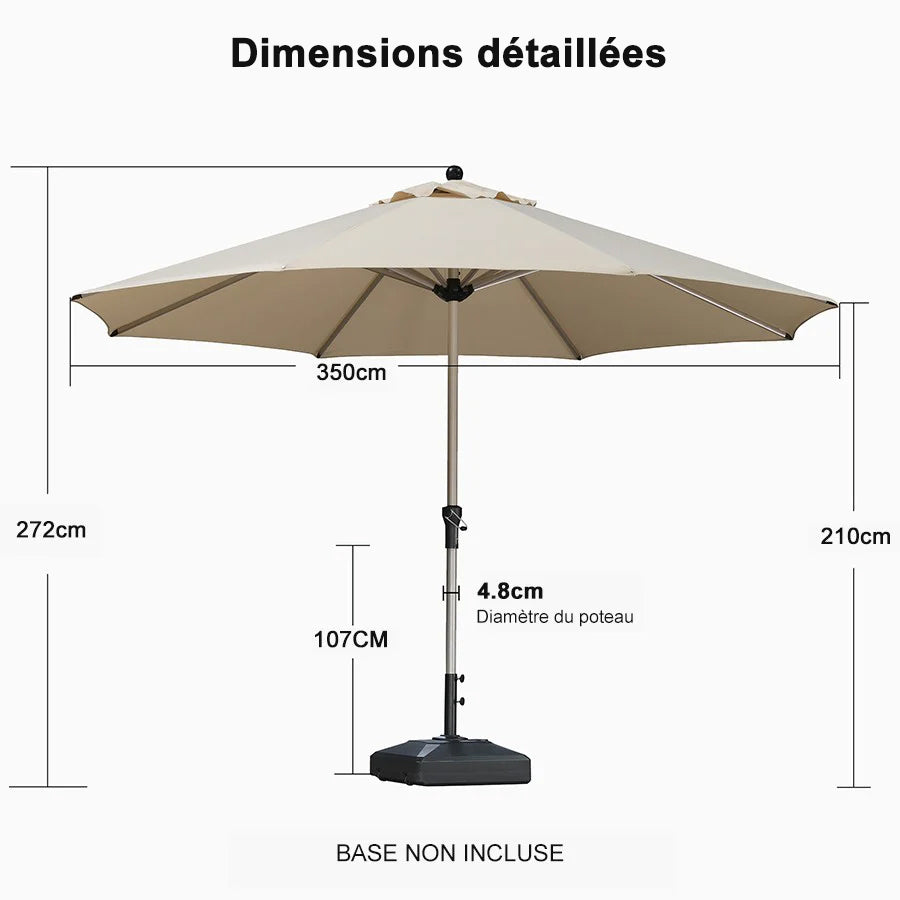 PURPLE LEAF Parasol Droit de Marché avec Système de Manivelle Visible Carré Rectangle Rond